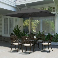 Outsunny 6.5x10ft Patio Umbrella, Rectangle Market Umbrella, Black(m-9)