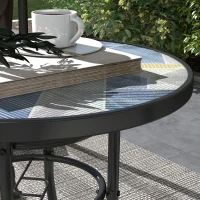 Outsunny 23.6" Round Patio Table, Outdoor Side Table with Glass Printed Top, Multicolour(m-9)