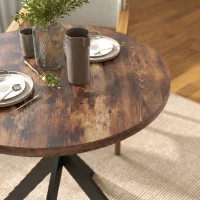 HOMCOM 29" Dining Table, Contemporary Round Kitchen Table with Steel Legs, Rustic Brown(m-10)