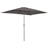 Outsunny 6.5x10ft Patio Umbrella, Rectangle Market Umbrella, Dark Grey(m-2)