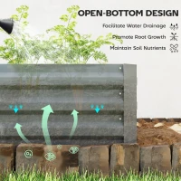 Outsunny 8 x 3 x 1ft Galvanized Raised Garden Bed, Metal Elevated Planter Box for Growing Flowers, Herbs, Succulents, Light Grey(m-4)