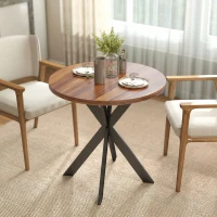 HOMCOM 29" Dining Table, Contemporary Round Kitchen Table with Steel Legs, Walnut(m-9)