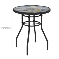 Outsunny 23.6" Round Patio Table, Outdoor Side Table with Glass Printed Top, Multicolour(m-3)