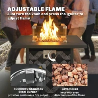 Outsunny Propane Fire Pit Table, 28 Inch Gas Fire Pit with Explosion-Proof Net and Glass Wind Guard, Gas Tank Holder(m-7)