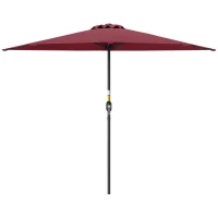 Outsunny 9ft Half Round Umbrella Outdoor Patio Garden Balcony Parasol Window Sun Shade w/ 5 Ribs Wine Red(m-2)
