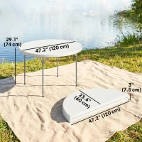 Outsunny 4ft Plastic Folding Picnic Table, Camping Table with Anti-Slip Foot Pads, Indoor Outdoor for Beach, BBQ, White(m-3)