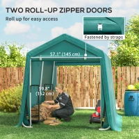 Outsunny 7.9' x 6.6' Garden Storage Tent, Patio Storage Shelter w/ Metal Frame and Double Zipper Doors, Green(m-5)