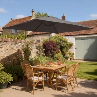 Outsunny 6.5x10ft Patio Umbrella, Rectangle Market Umbrella, Dark Grey(m-1)