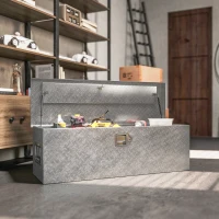 HOMCOM 48 Inch Truck Bed Tool Box, Heavy Duty Aluminum Diamond Plate Trailer Tongue Box with Side Handle and Locks Keys(m-8)