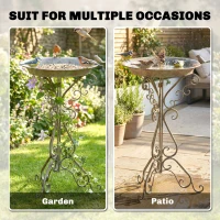 Outsunny 30" Tall Bird Bath with Bird Statue and Decorative Stand, Freestanding Vintage Garden BirdBath Bowl Pedestal(m-7)