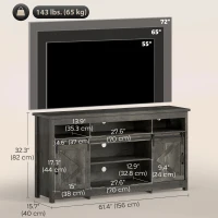 HOMCOM TV Stand with Power Outlets, Sliding Barn Doors and Adjustable Shelves for 72 Inch TVs, Dark Grey(m-3)