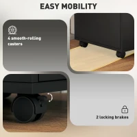 HOMCOM 24" Small Filing Cabinet with Open Compartment, Drawer and Wheels, Home Office Storage Cabinet, Black(m-6)