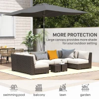 Outsunny 6.5x10ft Patio Umbrella, Rectangle Market Umbrella, Dark Grey(m-7)