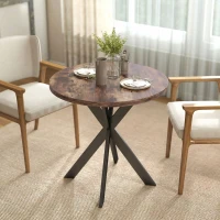 HOMCOM 29" Dining Table, Contemporary Round Kitchen Table with Steel Legs, Rustic Brown(m-9)