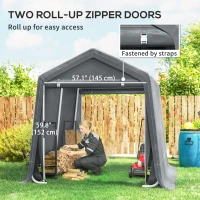 Outsunny 7.9' x 6.6' Garden Storage Tent, Patio Storage Shelter w/ Metal Frame and Double Zipper Doors, Dark Grey(m-5)