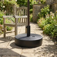 Outsunny Patio Umbrella Base 33 lbs Water or 42 lbs Sand Filled, Outdoor Umbrella Stand for 1.5"/1.9" Poles Black(m-10)