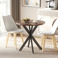 HOMCOM 29" Dining Table, Contemporary Round Kitchen Table with Steel Legs, Rustic Brown(m-1)