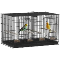 PawHut 18" H Bird Cage, Large Parakeet Cage for Budgie, Lovebird, Canary, Finches with Divider, Black(m-11)
