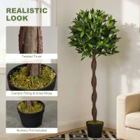 Outsunny 4FT Artificial Laurel Tree Set of 2, Lifelike Fake Plant with 564 Leaves, Potted Fake Plant for Home Office Decor, Green(m-4)