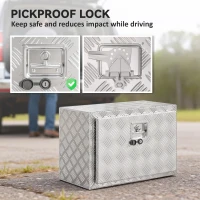 HOMCOM 24 Inch Truck Bed Tool Box, Heavy Duty Aluminum Tool Box, Storage Toolbox Chest Organizer with Lock and Keys(m-7)