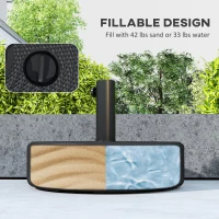 Outsunny Patio Umbrella Base 33 lbs Water or 42 lbs Sand Filled, Outdoor Umbrella Stand for 1.5"/1.9" Poles Black(m-4)