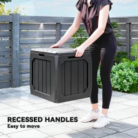 Outsunny 32 Gallon Deck Box, Resin Outdoor Storage Box with Handles, Waterproof and UV Resistant Storage Container(m-5)