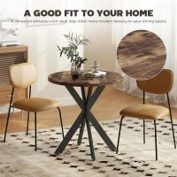 HOMCOM 29" Dining Table, Contemporary Round Kitchen Table with Steel Legs, Rustic Brown(m-4)