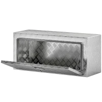 HOMCOM Heavy Duty Aluminum Truck Bed Tool Box, 36 Inch Wavy Plate Tool Box Chest, Waterproof Storage Toolbox Chest Organizer(m-2)