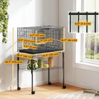 PawHut 46" H Bird Cage, Large Parakeet Cage for Budgie, Lovebird, Canary, Finches with Divider, Black(m-3)