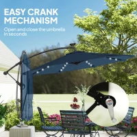 Outsunny 11.3 ft Cantilever Patio Umbrella with Light, Cover, Aluminium UPF50+ Offset Outdoor Umbrella Parasol, Navy Blue(m-10)