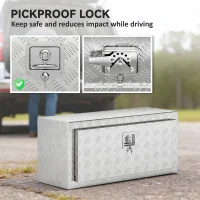 HOMCOM Heavy Duty Aluminum Truck Bed Tool Box, 36 Inch Wavy Plate Tool Box Chest, Waterproof Storage Toolbox Chest Organizer(m-7)