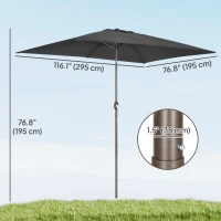 Outsunny 6.5x10ft Patio Umbrella, Rectangle Market Umbrella, Black(m-3)