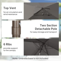 Outsunny 6.5x10ft Patio Umbrella, Rectangle Market Umbrella, Dark Grey(m-6)