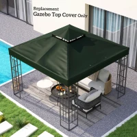 Outsunny 10' x 10' Gazebo Canopy Replacement Cover, 2-Tier Garden Gazebo Roof Replacement, UPF30+, TOP COVER ONLY, Green(m-7)