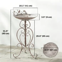 Outsunny 30" Tall Bird Bath with Bird Statues and Decorative Stand, Freestanding Vintage Garden BirdBath Bowl Pedestal, Brown(m-3)