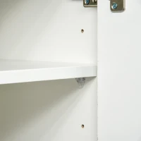 HOMCOM High Gloss Buffet Sideboard with 2 Drawers, 2 Doors and Adjustable Shelf, Kitchen Storage Cabinet with Push Open Design, White(m-13)