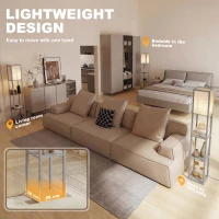 HOMCOM 3-Tier Floor Lamp, Standing Reading Light with Storage Shelves for Living Room, Bedroom, or Dining Room, Grey(m-11)