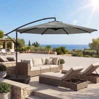 Outsunny 9.6 ft Offset Patio Umbrella with Sandbag, Garden Hanging Banana Cantilever Parasol with 360° Rotation, Grey(m-8)