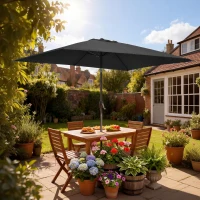 Outsunny 6.5x10ft Patio Umbrella, Rectangle Market Umbrella, Black(m-8)