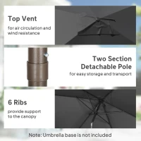 Outsunny 6.5x10ft Patio Umbrella, Rectangle Market Umbrella, Black(m-6)