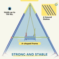 Qaba 3 in 1 Toddler Swing Set, Folding Child Swing Set with Seat Belt, Adjustable Seat for Outdoor Indoor, Blue(m-6)