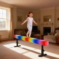 Soozier 7.5ft Adjustable Balance Beam, Gymnastics Beam with Wheels, Gymnastics Equipment for 6+ Years Old Training(m-10)