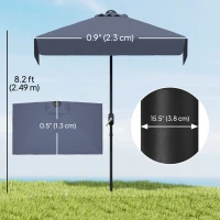 Outsunny 7.5ft Half Umbrella Semi Patio Parasol with Crank Handle, Top Vent for Garden, Balcony- NO BASE INCLUDED, Dark Blue(m-3)