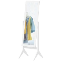 HOMCOM Full Length Mirror, Free Standing Full Body Mirror with Rectangular Frame, Adjustable Angle for Dressing Room, Bedroom, Living Room, White(m-11)