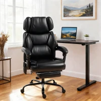 HOMCOM High Back Vibration Massage Office Chair Heated Reclining Computer Chair w/ Footrest, Swivel Wheels, Remote, Black(m-9)