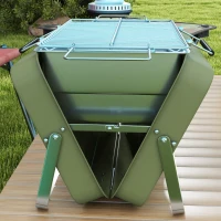 Outsunny Metal Suitable-Style Portable BBQ Grill - Green(m-7)
