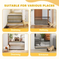 PawHut 26"-37" Dog Gate, Adjustable Pet Gate, Fits 18" Tall with 2 Extension, Pressure Mount Kit for Stairs and Doorways, Black(m-9)