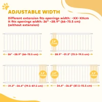 PawHut 26"-37" Dog Gate, Adjustable Pet Gate, Fits 14" Tall with 2 Extension, Pressure Mount Kit for Stairs and Doorways, White(m-5)