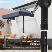 Outsunny 7.5ft Half Umbrella Semi Patio Parasol with Crank Handle, Top Vent for Garden, Balcony- NO BASE INCLUDED, Dark Blue(m-6)