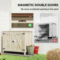 Outsunny Wooden Outdoor Storage Cabinet, Garden Shed Potting Shed with Shelf and Double Doors, Natural Wood(m-6)